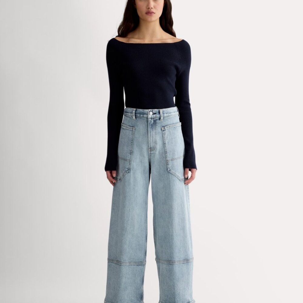 Wide-Leg Light Blue Jeans